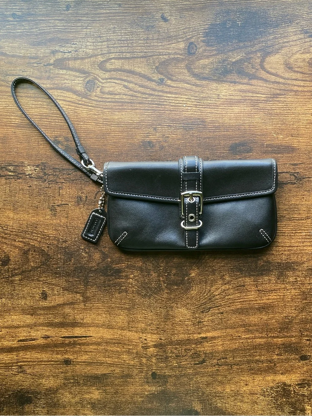 Coach black leather soho wristlet
